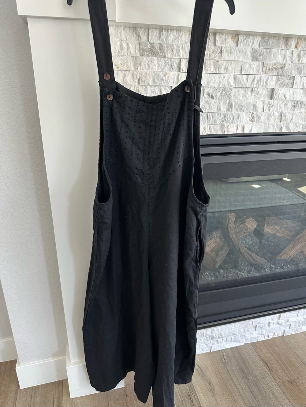 Marketplace India Black Women's Linen Overalls Jumpsuit.  Size xl nwt